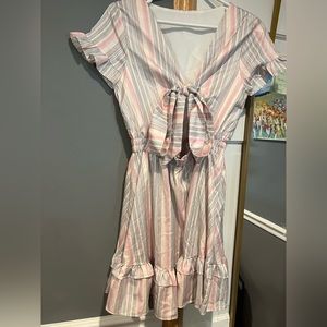 Pink and gray mini dress